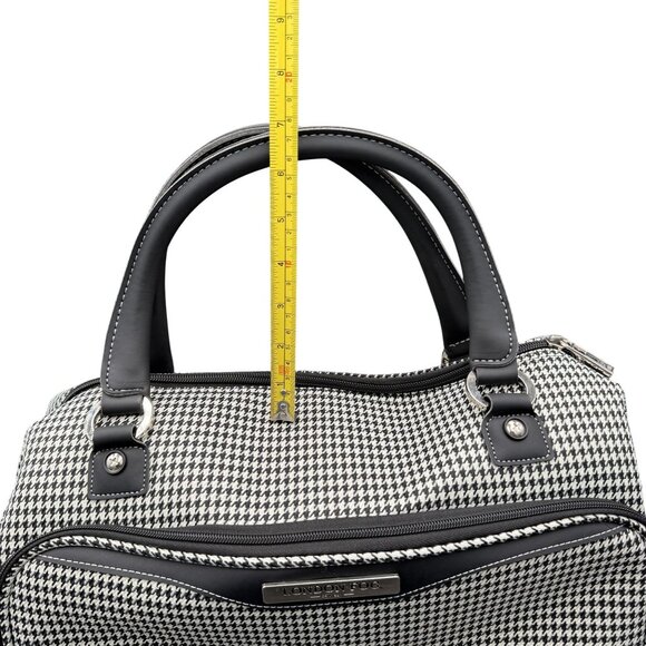 London Fog Oxford III 17" Cabin Bag Carry-On Travel Tote Black White Houndstooth - Picture 16 of 16